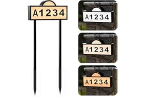 Quntis House Numbers for Outside, Waterproof Solar Address Signs for House Light Up, Cold/Warm/Daylight White Address Plaque Outdoor LED Illuminated, Wall Mounted/In Ground 2 Ways for Home Yard Street
