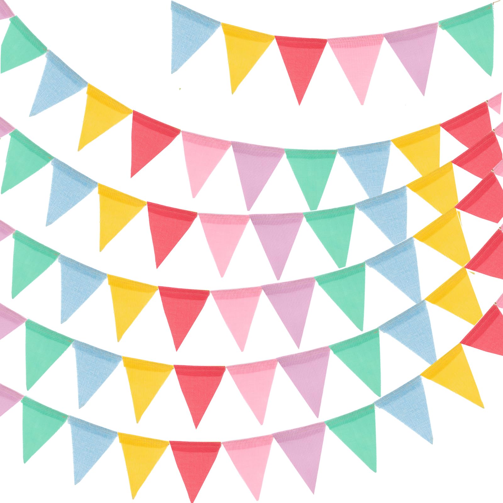 G2PLUS 60PCS Waterproof Burlap Bunting Banner, 20M Pastel Outdoor Indoor Decor Garlands, Rainbow Colorful Flags for Garden Wedding Party Home Festival Decoration