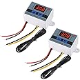 UMLIFE 2PCS XH-W3001 Digital LED Temperature Controller Module Digital Thermostat Switch with Waterproof Probe Programmable Heating Cooling Electronic Thermostat Range from -50℃ to 110℃ (12V 10A 120W)