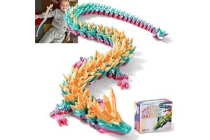 TXB3DOK 31.5" Giant 3D Printed Dragon Large 3D Dragon Model, Big 3D Printed Figure, Oversized Poseable Articulated Toy, Fantasy Collectible Gift for Desk and Home Décor (Rainbow, 31.5 inch)