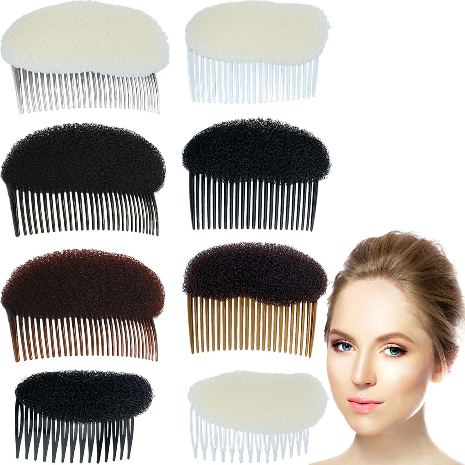 8 Pcs Bump It Up Volume Hair Base Brown Hair Padding Beige Hair Pad Accessories for Women Girl DIY