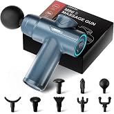 LEERCON Massage Gun Deep Tissue Handheld Muscle Massager for Pain Relief | Electric Massager Gun with 6 Speeds 8 Heads Small Massage Gun for Athletes 1800mAh Portable Gift for Men Women Dad Mom, Blue