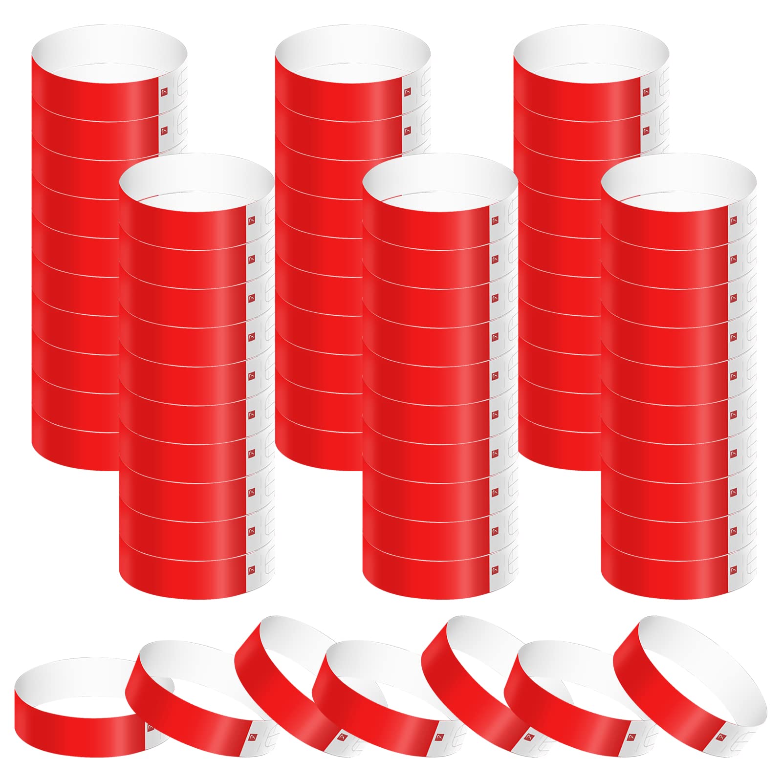 KINBOM 600pcs Red Neon Wristbands, Waterproof Paper Bracelets Event Wristbands Wrist Party Bands Armbands for Events Fairs Festivals (Red)