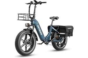 Heybike Ranger S Electric Bike for Adults, Foldable 1400W Peak Motor Ebike, 20" x 4.0 Fat Tire Step-Thru Electric Bicycle, 48V 14.4AH Removable Battery Commuter E Bike, 7-Speed Hydraulic Fork