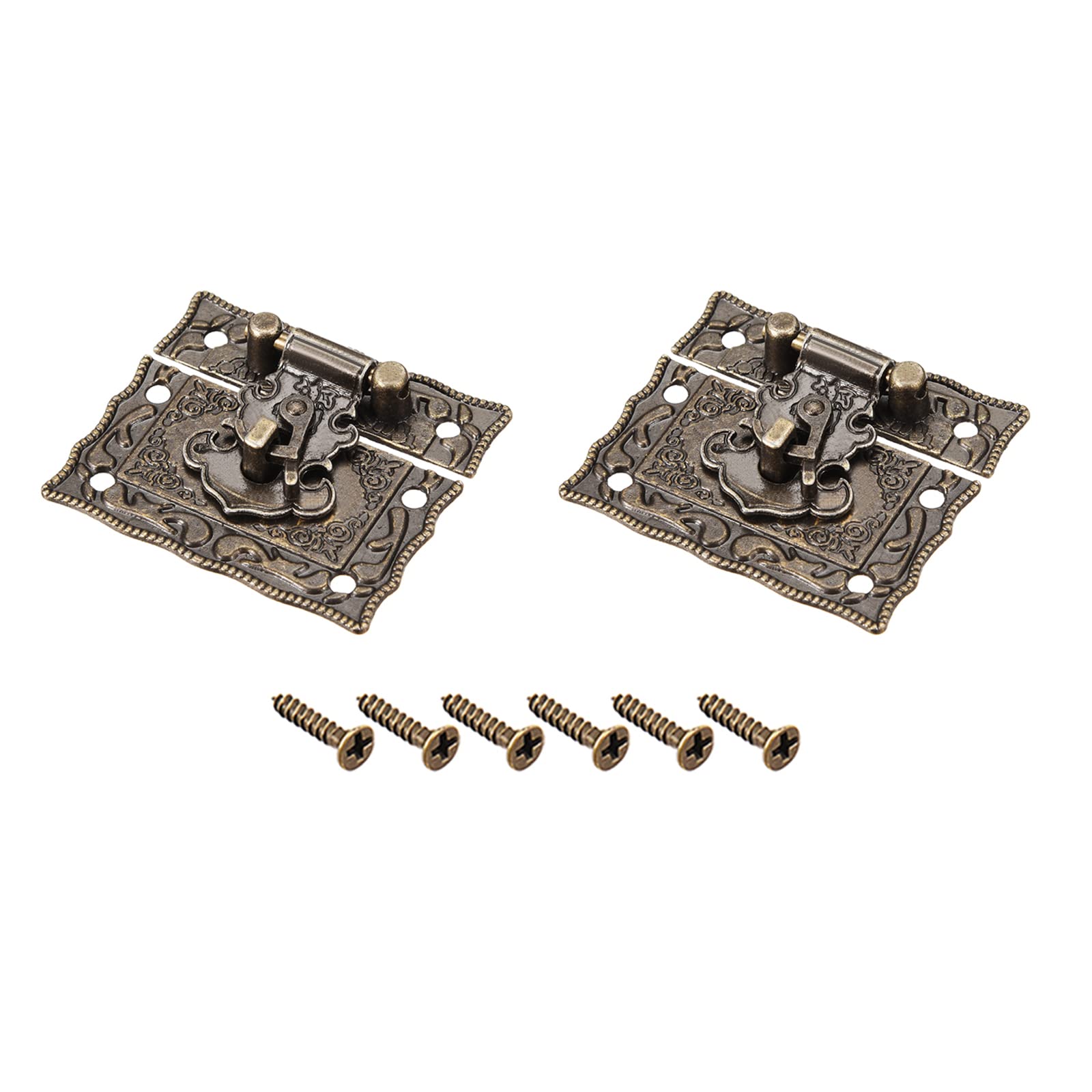 METALLIXITY Box Hasp Latch (51x42mm/2.01"x1.65") 1Pcs, Zinc Alloy Decorative Chest Clasp Latch with Screws - for Furniture Wood Box Case, Bronze Tone