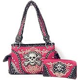 GoCowgirl Women's Skull Bones Skeleton Purse Handbag with Matching Wallet in 6 colors