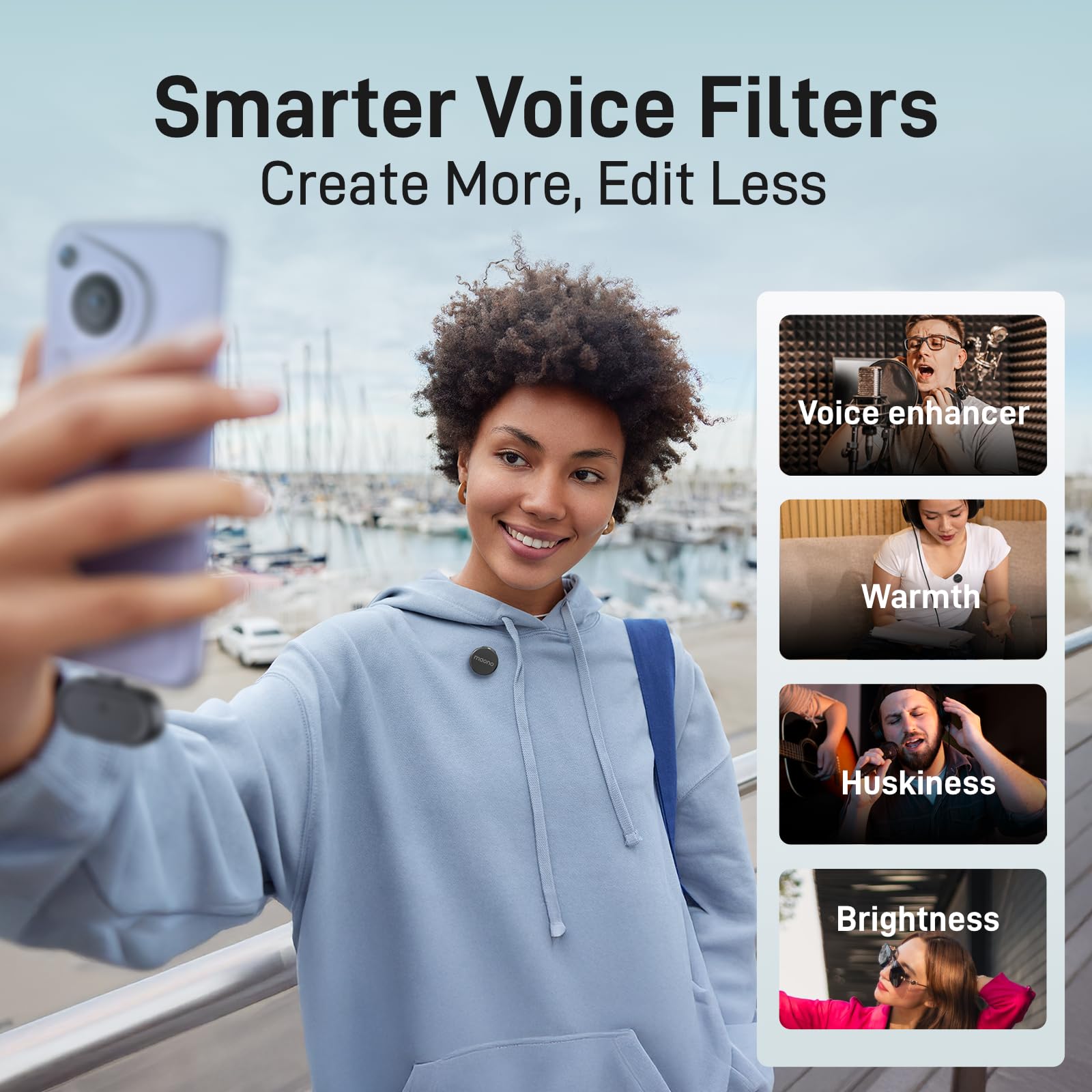 MAONO kabelloses Lavalier Mikrofon für iPhone/Android/Kamera/PC - Mini Mikrofon mit 48kHz/24Bit Hi-Fi Audio, 30Std Dauer, Geräuschunterdrückung. USB-C/Lightning/Kamera Plug Mini Mic für Vlog-Wave T5 5