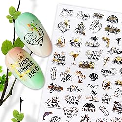 8 Sheets Summer Nail Art Stickers, Holographic 3D