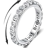 SOLOLIKE Anxiety Ring for Women: Sterling Silver Fidget Jewelry Spinner Band Rings for Girls Stackable Spinning Rings Anti Stress Relieving Jewelry Gifts