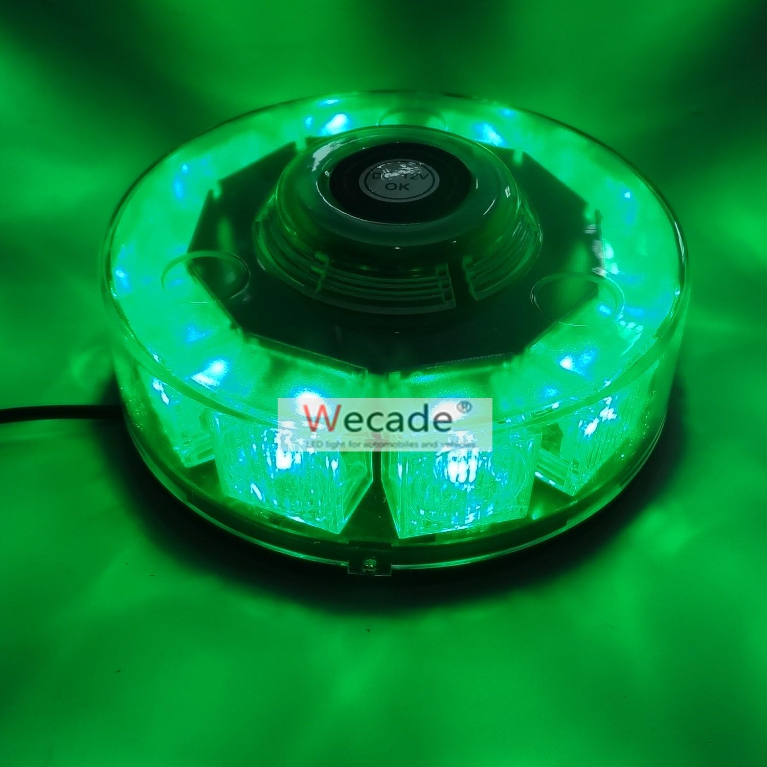 Wecade High Intensity 10 LED 30W Volunteer Firefighter Emergency Vehicle Magnetic Mount Strobe/Flash Beacon Warning Light (Green)