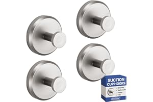 HOME SO Suction Cup Hooks for Shower, Bathroom, Kitchen, Glass Door, Mirror, Tile – Loofah, Towel, Coat, Bath Robe Hook Holde