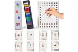 WONTOPER Watercolor Workbooks, Beginner-Friendly Workbooks, 12 Colors Watercolor Paint Set with Paint Brush, 16 Spiral-Bound Pages Water Coloring Books,Color Workbook Arts and Crafts Gift (Seaside)