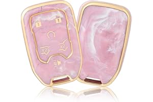 OFFCURVE Key Fob Cover for GMC Yukon/Yukon XL Terrain Acadia Sierra Key Fob Case for Chevy Chevrolet Suburban Tahoe Car Accessories Holder Remote Smart 6 Buttons Key Protector, Pink /Pattern Random