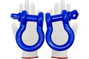 Pack of 2 Trailer Shackles Rugged Steel Forged 7/8'' Pin Heavy Duty for Vehicle Recovery WLL 4.74T D Ring Anchor Shackle for 
