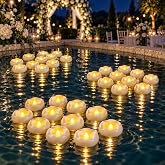 Floating Candles, Water Activated Flameless LED Tea Lights, Waterproof Battery Operated Candles for Wedding Centerpieces, Glass Cylinder Vases, Pool Decoration, Home Decor, 24 Pack, 200 Hours
