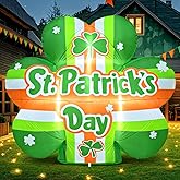 KOOY 5.5 FT St Patricks Day Inflatables Shamrock Outdoor Decoration, Giant Inflatable Lucky Clover Blow Up Yard Decorations, Saint Irish Outside Decorations for Yard Holiday Party Garden Lawn Décor