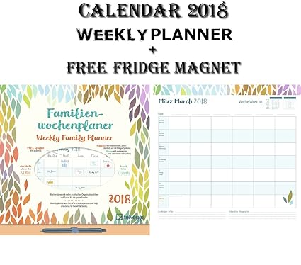 Hojas planificador semanal Calendario 2018 + Celebrity imán para ...