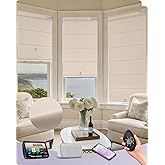 Graywind Smart Roman Shades Compatible with Alexa Google Rechargeable Motorized Blinds with Remote Blackout Roman Window Shad