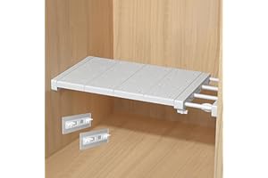 Closet Tension Shelf Rod Expandable Shelf Locker Organizer Metal Storage Rack, Adjustable DIY Organizer Divider Separator for