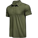 PINSPARK Mens Polo Shirt Performance Moisture Wicking Polo Shirts for Men UPF 50 Golf Shirts Quick Dry Casual Collared Shirt