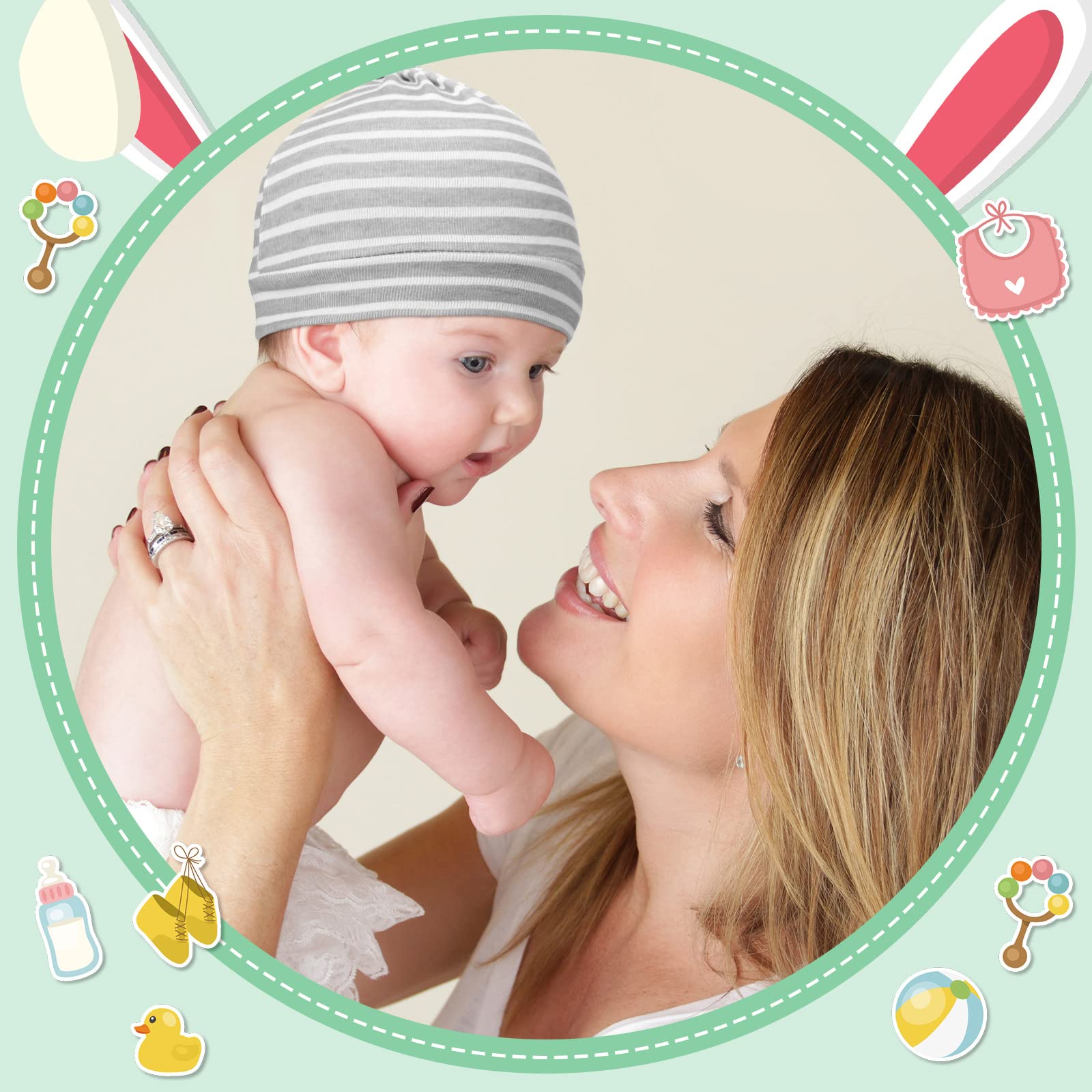 Bonuci 30 Pack Newborn Baby Hats Bulk Knot Beanie Hats Soft for Infant Baby Boys Girls Caps 0-6 Months, Multicolored