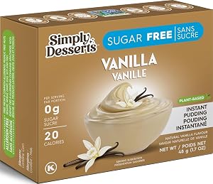 Simply Delish Natural Instant Vanilla Pudding - Sugar Free, Non GMO, Gluten Free, Fat Free, Vegan, Keto Friendly - 1.7 OZ (Pa
