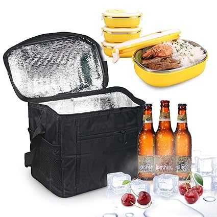 LEBEXY Kühltasche Eistasche Picknicktasche Lunch Tasche faltbar, 10L, Schwarz