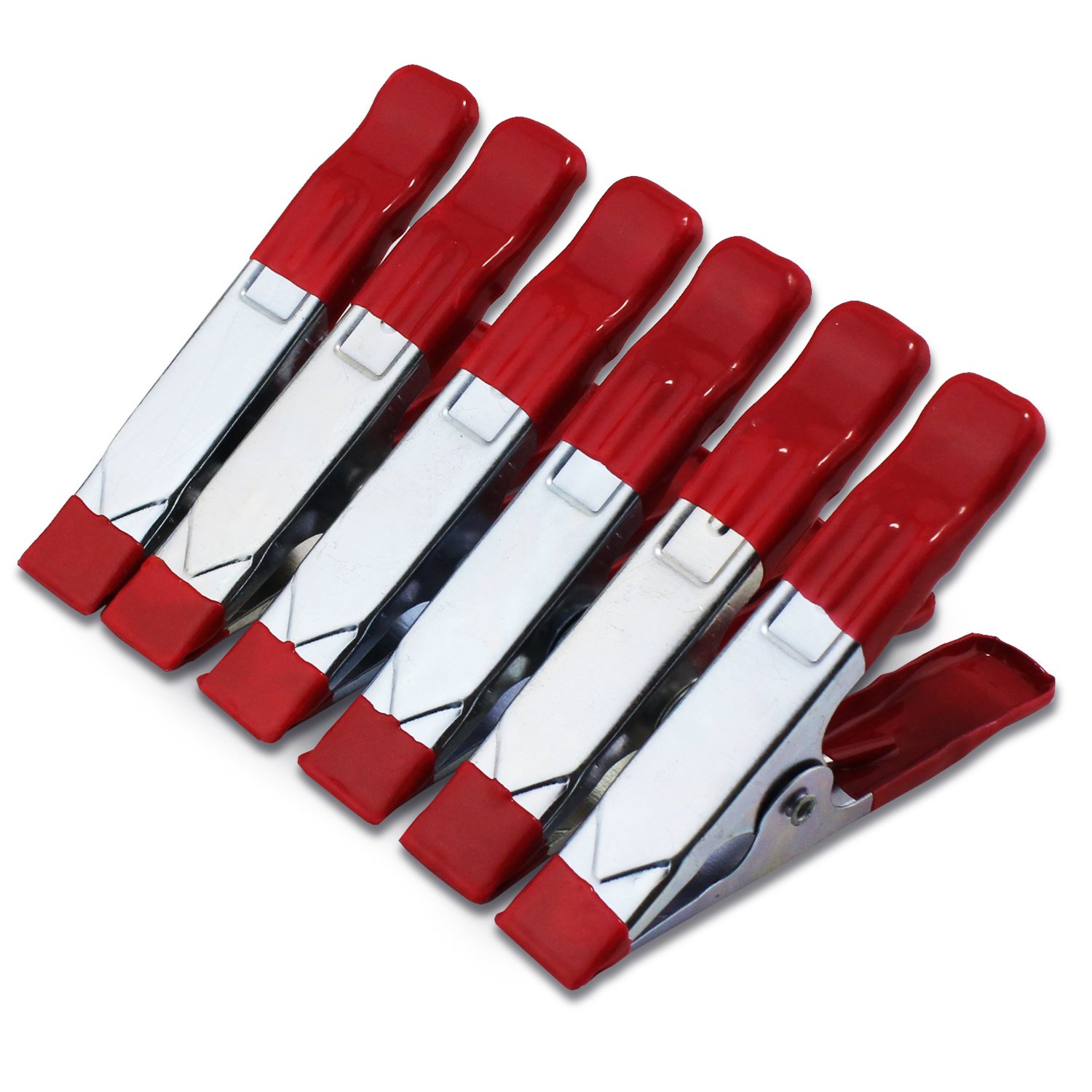 ESUMIC® 6 x 4" A Metal Spring Clamps Rubber Coated Tipped Grip Holder For Camping Tarpaulin Red