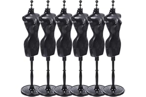 HOMSFOU Doll Cloth Form 6Pcs Doll Dress Form Mini Mannequin Model Cloth Gown Clothing Demountable Display Stand for Dollhouse Display Holder Black Doll Dress Stand