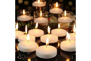 GINITIRI 3 inch White Floating Candles, 48 Pack Unscented Floating Candle,8-9 Hours Burning Floating Candles for Centerpieces, Water Candles for Cylinder Vases, Wedding, Party, Pool