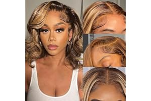 GARAXIS Bob Wig Human Hair 4/27 Highlight Ombre Honey Blonde HD Lace Front Wig Human Hair Body Wave Lace Front Wigs Human Hair Pre Plucked Frontal Wigs Human Hair 13X4 12 Inch