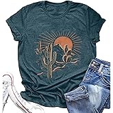 Women Adventure Shirts Retro Desert Sunrise T-Shirt Funny Hike Mountain Nature Travel Graphic Workout Tees Tops