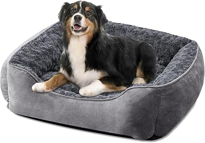 JOEJOY Large Dog Bed Washable Non Slip Thick Sides Grey