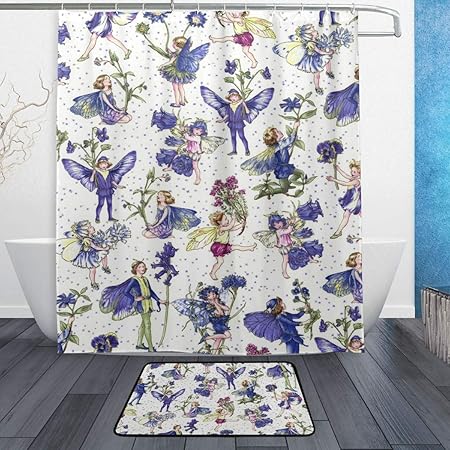 Amazon Com Lorvies Periwinkle Patterns Bathroom Set Polyester