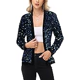 Anna-Kaci Women's Sparkly Sequin Cardigan Long Sleeve Open Front Glitter Party Sequin Blazer Jacket