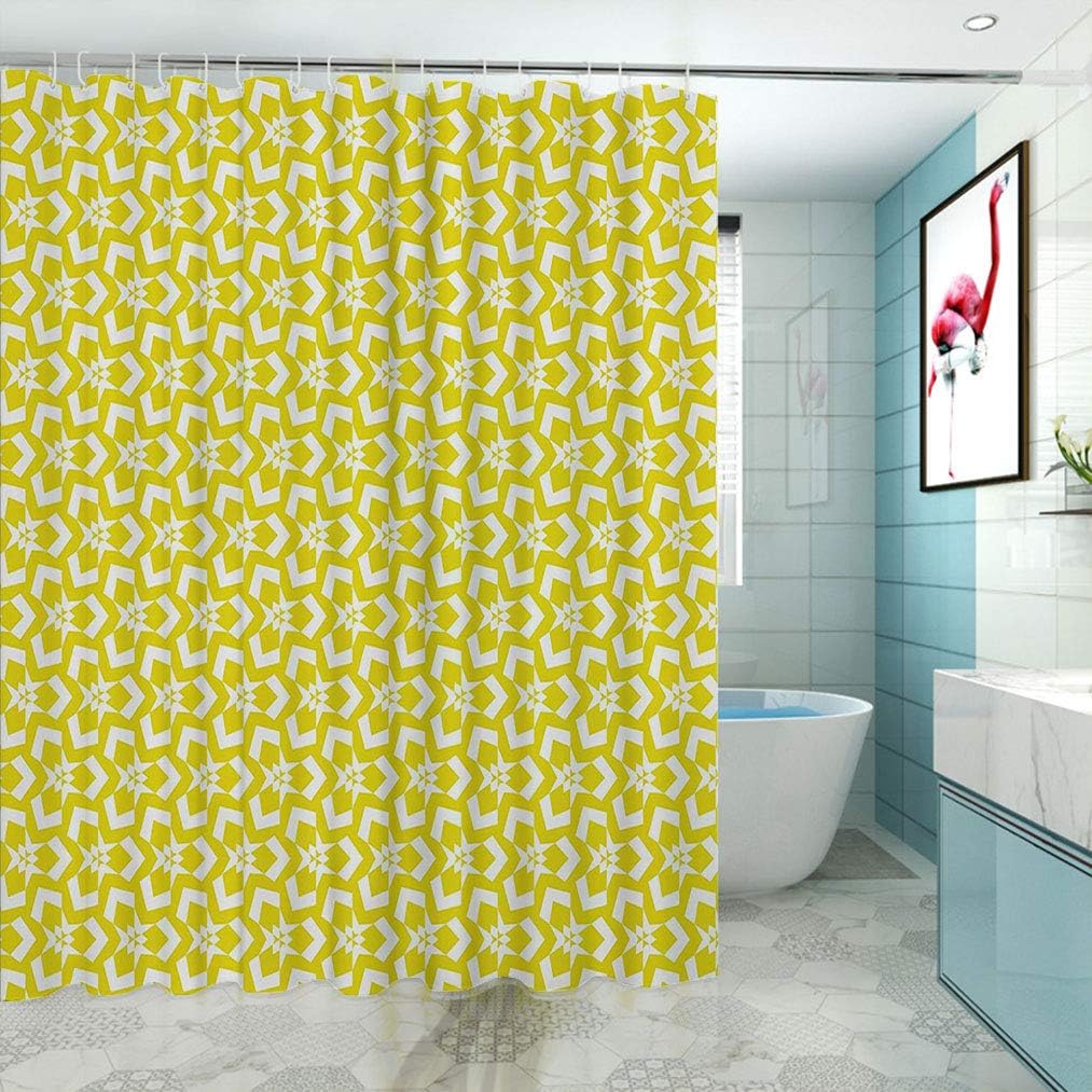 Amazon Com Yellow Decor Custom Bath Curtains Flower Maze Like Geometric Modern Cool Modern Abstract Pattern Designs Treatment Modern Home Bathroom Decor 63 W X 84 L Yellow And White Home Kitchen