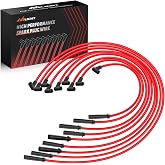 Nilight 9 PCS 10.5mm Straight Boots Spark Plug Ignition Wire | High Performance Wire for Chevy SBC BBC 305 350 454 V8 Engine with HEI Distributor