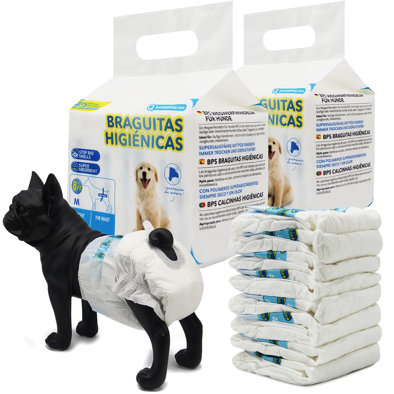 BPS 16 Pcs Hygienic Sanitary Diaper for Dogs Pets Physiological Hygienic Panties 5 Sizes to Choose L BPS-2184 x 2