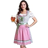 Mukum 3 Pieces Dirndl Dresses Women Oktoberfest Outfits Women Cotton German Costume Traditional Bavarian Beer Carnival Outfit