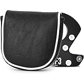 Golf Mallet Putter Cover Headcover, Black Magnetic Closure Premium Leather Headcovers Golf Mallet Putter Cover for Golf DF3 Putter
