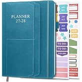 2027-2028 Planner - Weekly &amp; Monthly Planner Runs from January 2027 to Jun 2028, 5.8" x 8.25", 18 Month Planners, 14 Notes Pages, Inner Pocket, PU Leather Hard Cover, Teal Monthly Planners 2027-2028
