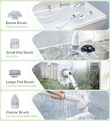 Luctry Electric Spin Scrubber Cordless Adjustable Extension Arm 4 Brush Heads view 7