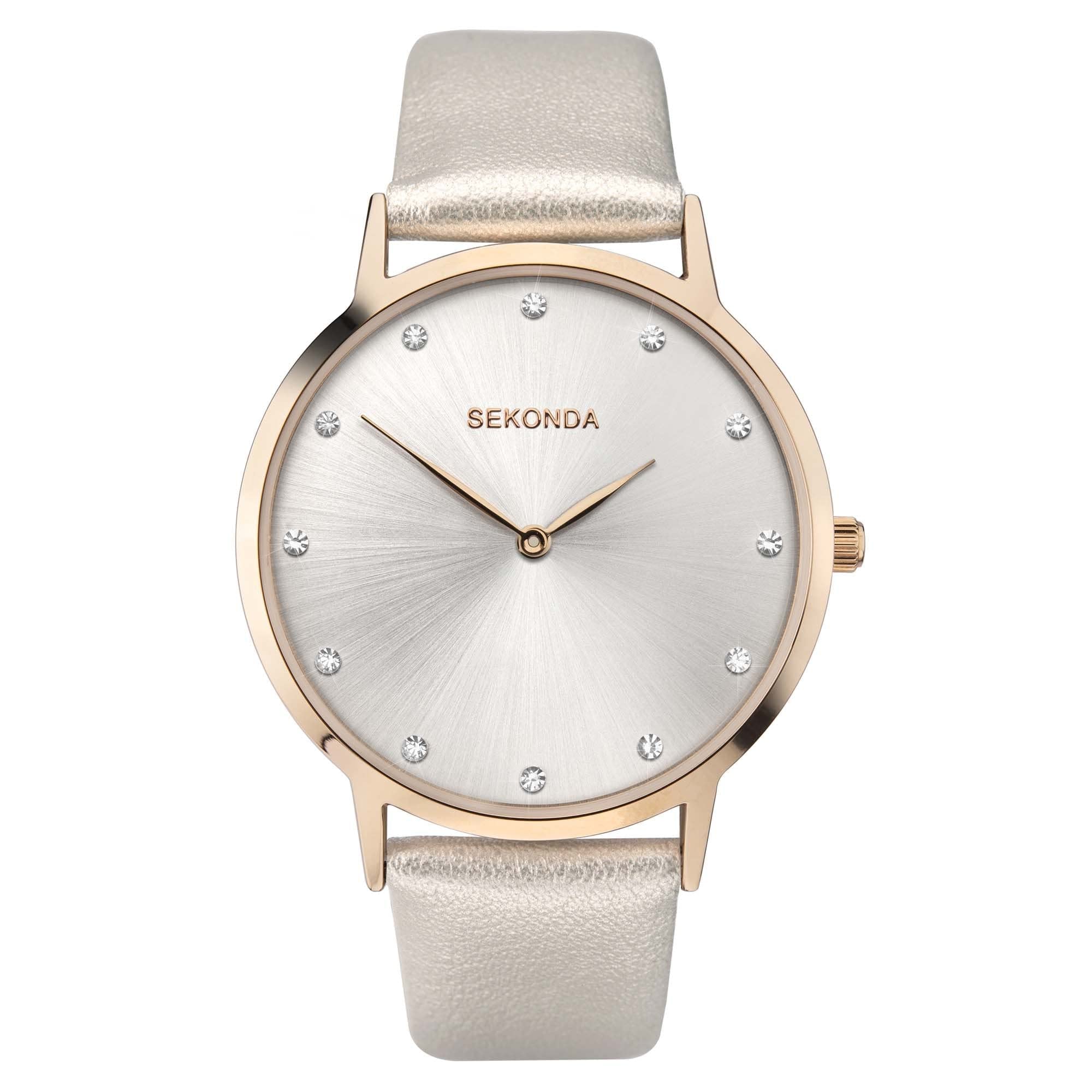 Sekonda Womens Analogue Quartz Watch Rose Gold Case and PU Strap with Silver Dial 2939
