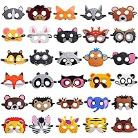 ShaggyDogz 30 Pieces Felt Animal Masks for Kids Jungle Theme Party Favors Supplies