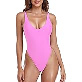 Colloyes Women's Thong One Piece Swimsuit Sexy High Cut Bathing Suits