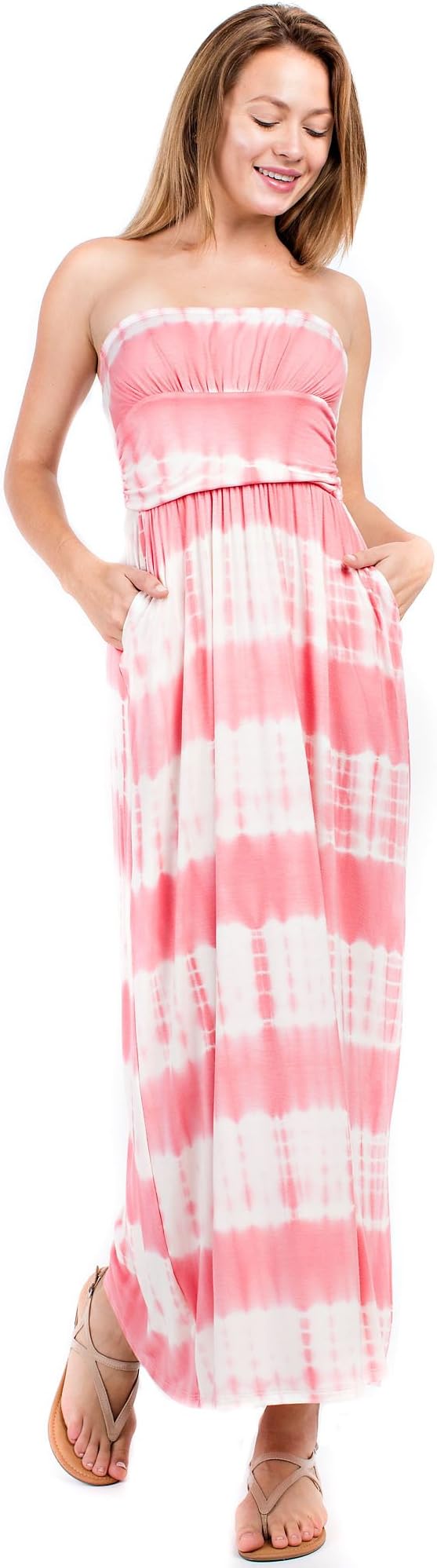 Betsy Red Couture Women's Ruched Strapless Soft Knit Maxi Dress (S-3X)