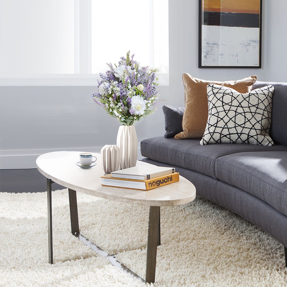 Artificial Lavender Flowers Bouquet 5 Pcs Fake Flocked Plant Purple Fake Flower Decor Brighten Home Party Wedding Centerpieces Arrangements- by Yblntek