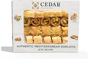 Cedar Pastries 19pc Pistachio, Cashew, & Walnut Baklava Assortment - Kosher & Halal Certified - Small Box