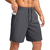 Pudolla Men's 7" Gym Workout Shorts with Zipper Pockets Lightweight Quick Dry Running Athletic Shorts for Men