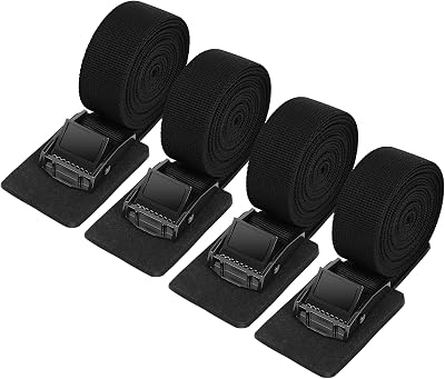 URAQT Adjustable Tie Down Straps 4 Pack 1m x 25mm Heavy Duty Black